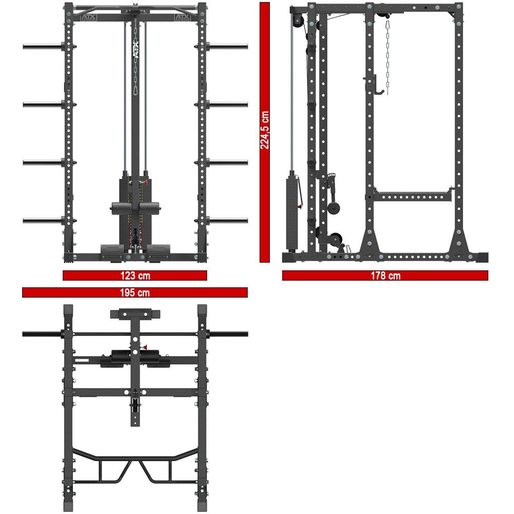  ATX Power Cage PCX-755 + Stack Weight Lat Pulldown + Dip Bars